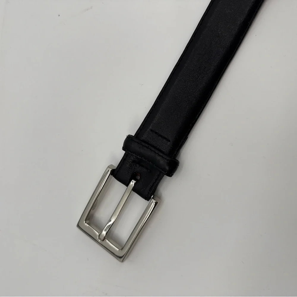 Aniline Kipskin Shoulders Black Leather Belt Mens Classic Size 40